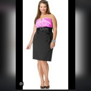 Trixxi Elegant Pink and Black Strapless Dress 14